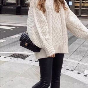 John Ashford Cream Cable Knit Sweater